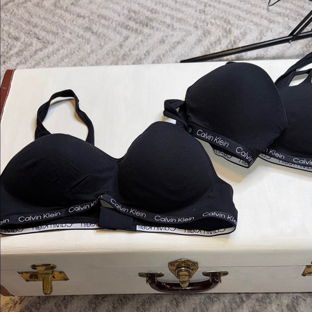 Calvin Klein Black Logo Band Bra XL X 3 pair black NWOT